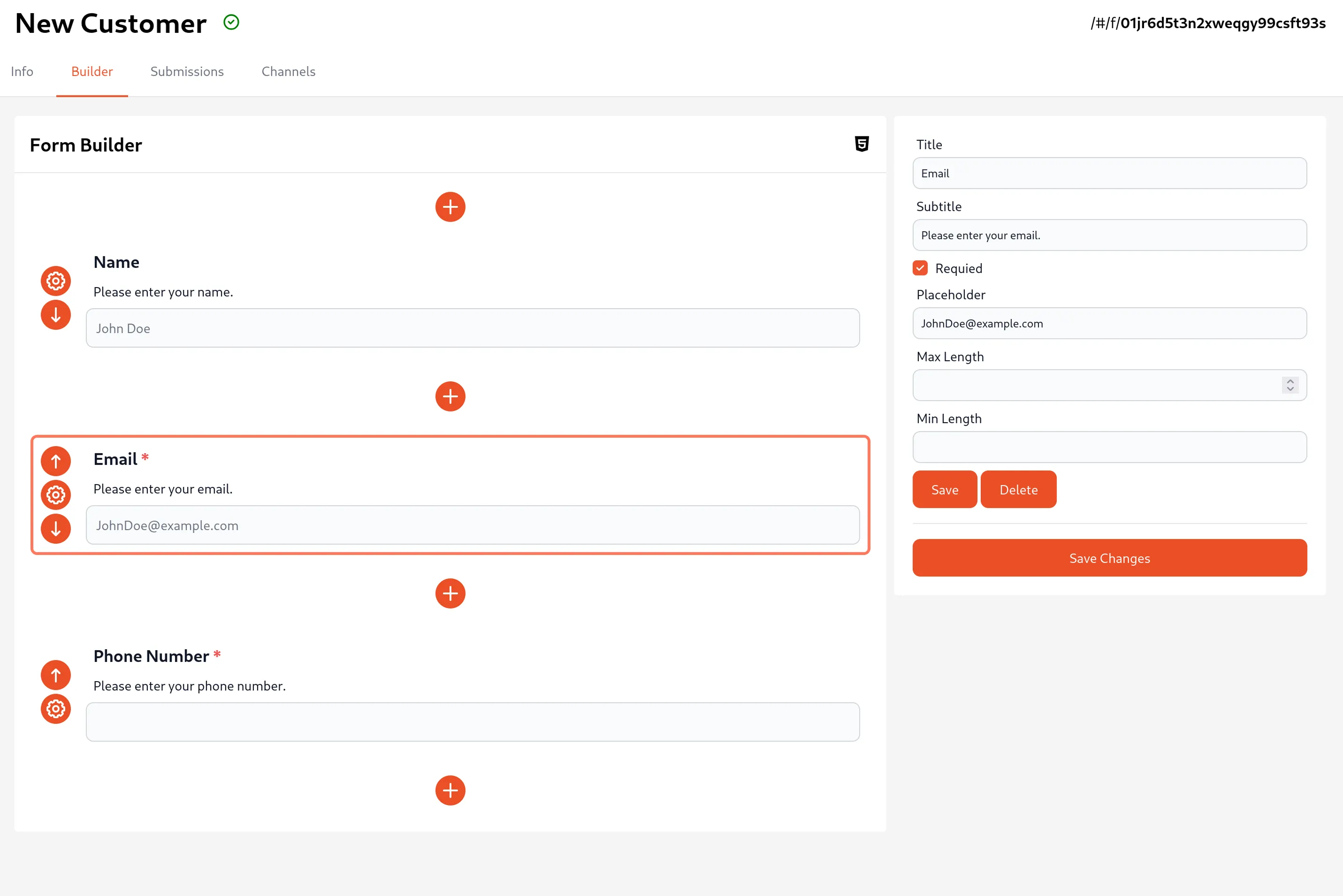 Example of form builder